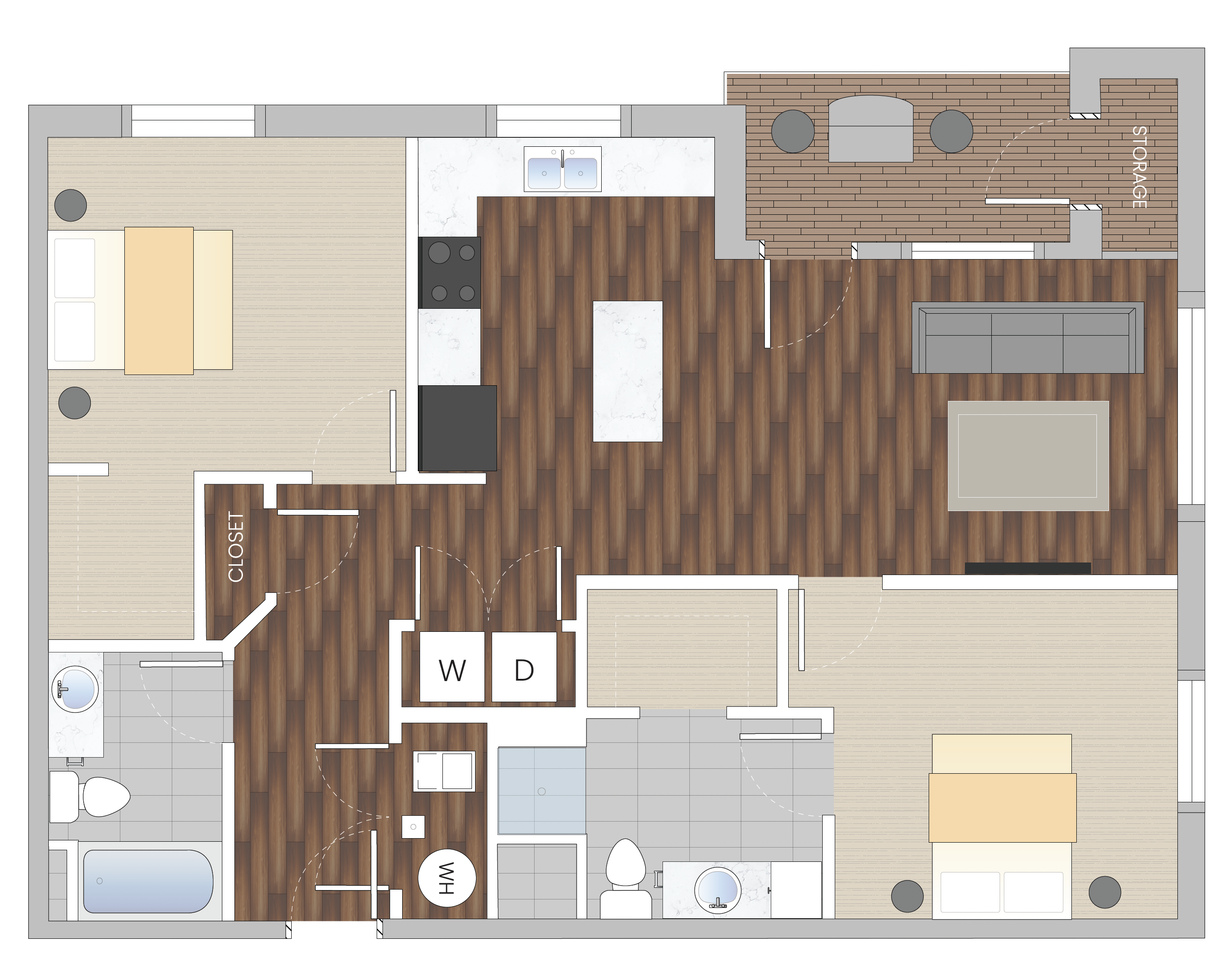 Daylily Two Bedroom Floor plan